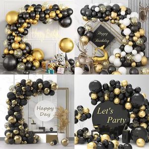 Decorações de Natal Preto Branco Ouro Prata Metálico Confetti Balão Garland Arch Kit Crianças Festa de Aniversário Bebê Chuveiro Decoração de Ano de Casamento 231213