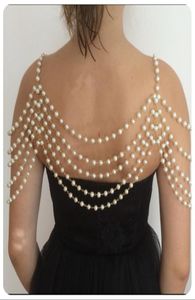 Pendenti per collana con catena di perle multistrato eleganti personalizzati di fascia alta da donna, catena da sposa con spalle, gioielli per il corpo da sposa collier5271744