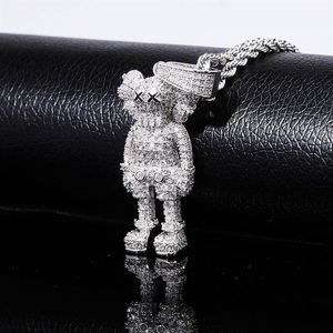 Iced Out Cartoon Puppets Pingente Colar Colar Cubic Zirconia Colares Moda Hip Hop Jóias Mens do presente Y2008102452