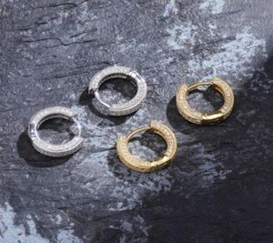  Hip hop takı buzlu çember küpeler bling erkekler kadın elmas saplama hiphop cazibe altın gümüş kupring319i6026176