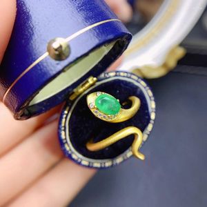 Anelli a grappolo Gioielleria raffinata Anello con smeraldo naturale Serpentina in argento sterling Design semplice Regalo per le vacanze per ragazze