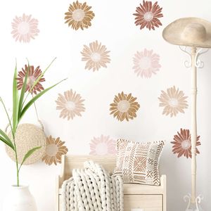 12st/Set Big Daisy Flowers Boho Style Wall Stickers Böhmen Hem Dekorativa väggdekaler för vardagsrum sovrum tjejrum dekor