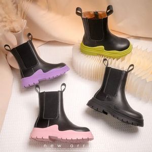 أحذية Boots Children's Genely Leather British Style High Boots Girls Leather Leather Shoes Chelsea Short Boots Children's Shoes Ankel Boots 231212