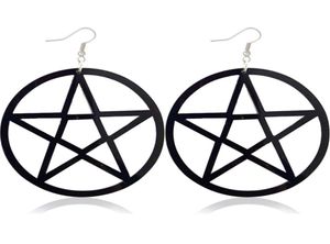 Punk Acrylic Large Star Dangle Earrings For Women Gothic Black Big Pentagram Round Drop Earring Fashion Statement Jewelry5234503