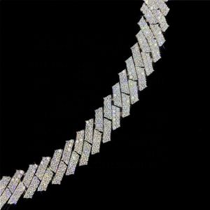 Hip Hop Custom 14mm 2 Row Iced Out VVS1 Moissanite Diamond Miami Cuban Link Chain