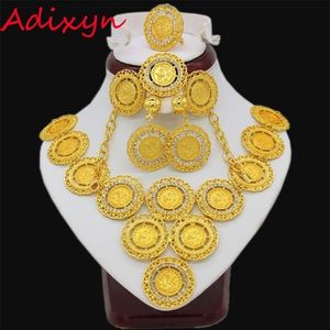 Adixyn Turkey Coin Necklace Earring Ring Bracet Jewelry for Women for Gold Color Coins Arabic African Bridal Wedding Gifts 2207252i
