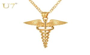 U7 Stainless Steel Caduceus Pendant Necklace Nurse Nursing Doctor Jewelry Graduation Gifts P1170 2103236897936