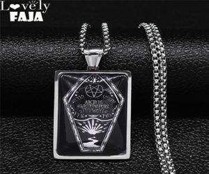 Pentagrama de caixão gótico sol aço inoxidável preto vidro prata cor pingente colar masculino feminino jóias collier homme n5185s03 nec74669322