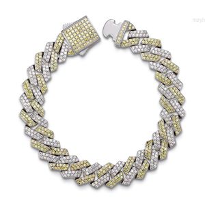 Aaa Gems 10mm Width 8.7inches Length Cuban Chain Bracelet Iced Out Natural Gemstone Link 925 Sterling