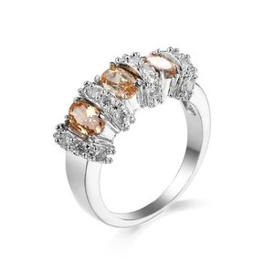 5 Pçs / lote LuckyShine Amigo Presente Superb Estrelas Morganite Champagne Zircon 925 Anéis Banhados a Prata Esterlina Rússia Americana Australi2228