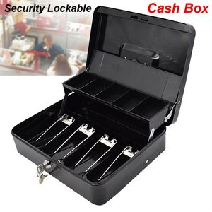 Portable Security Lockable Cash Box Tiered Tray Money Drawer Safe Storage Black 40FP14 C0116241x