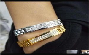 Länksmycken 8 tum 10mm Iced Out Chains -armband för män Luxur Designer Bling Diamond Cuban Watch Chain Armband Gol4907552