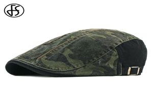 FS Camouflage Berets Hat For Men Women Herringbone Caps Washed Cotton Newsboy Cap Cabbie Ivy Flat Hat Adjustable Spring Summer8516068