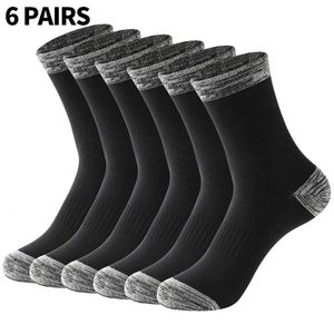 Sports Socks Men Cotton 6 PAIRS mycket högkvalitativ run Black White Man Long Plus Size EU 3848 231212