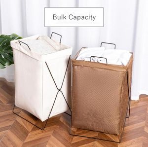 Laundry Storage Organization Folding Hamper Organizer Foldable Drity Basket Kids Iron Frame Canvas Bathroom Toy5571138