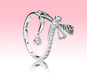 925 Srebrny CZ Diamond Ring Kobiety Dziewczęta Letnia biżuteria do lśniących pierścieni Dragonfly z oryginalnym pudełkiem 4573937