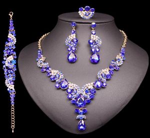 Fashion Crystal Earring Necklace Set African Jewelry Set Indian Luxury Bridal Wedding Party Costyme Jewets Gifts For Women8615382