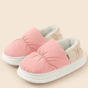 Slippers Winter Home For Women House Waterpproof Shoes Indoor Male Plush Comfortable Slipper High Quality Cotton Non-slip