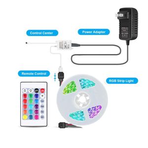 SMD 3528 5M 300LED RGB Pasek LED Lekkie Wodoodporne oświetlenie zewnętrzne Wstążka Taśma MultiColor 24keys Adapter DC12V SET295P