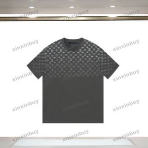 xinxinbuy Men designer Tee t shirt Letter gradient printing short sleeve cotton women Black white blue gray red S-XL