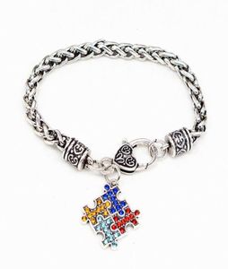 Moda feminina pulseiras pulseiras liga esmalte autismo consciência peça autista charme pulseira menina jóias 137029596