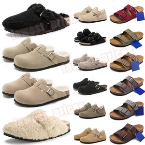 Klasik Birkin Stok Kadın Terlikleri Bostonlar Sandallar Erkekler Kürk slaytları Arizonas Flip Flops Platform Eğiticileri Soafers Arizonas Shearling Süet Boyut 35-45