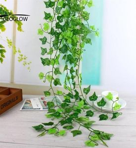 緑の人工シルクアイビーリーフガーランドプラスチック植物フラワーブドウの葉の花屋内植物葉の家の装飾225J6818337