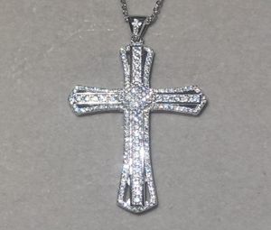 Mode Große 925 Sterling Silber Exquisite Bibel Jesus Anhänger Halskette für Frauen Kruzifix Charme Pflastern Simulierte Diamant Schmuck 3233709