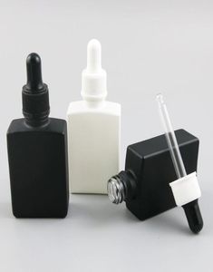 10 x 30ml Portable Black White Glass Perfum Vial Square Bottles with Dropper Essential Oil Perfume Cosmetic Container6728162