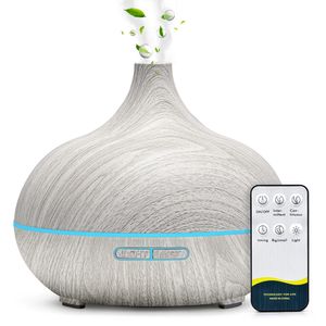 Essentialoljor Diffusorer 500 ml Aromaterapi Eterisk olja Diffusor Träkorn Remote Control Ultrasonic Air Firidifier Cool med 7 Color LED -lampor 231213