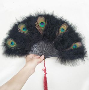 Party Favor 2sts Lot Ostrich Feather Folding Dancing Hand Fans Wedding Marriage Day Po Prop Bride Bridesmaid Gifts67303452925557