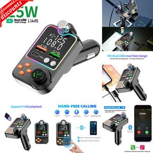 NOWOŚĆ Inne Auto Electronics Car FM Modulator Nadajnik Bluetooth 5.0 FM Transmiser 3.1A Podwójny port USB PD ładowanie HandsFree Zestaw samochodów bezprzewodowy aux audio