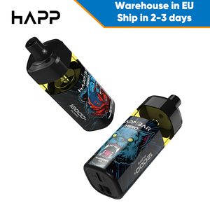 Original Happ Bar E-Zigarette, 12 K, 12.000 Züge, wiederaufladbar, 650 mAh-Akku, 10 Geschmacksrichtungen, 16 ml Flüssigkeit, Einweg-Vape, verstellbarer Luftstrom, läuft nie aus