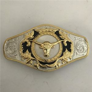 1 Stück große goldene Bullenkopf-Westerngürtelschnalle für Cintura Cowboy3011