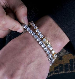 Mens Rose Gold Tennis Armband isade ut kedja Fashion Hip Hop Armband Jewelry 5MM9781238