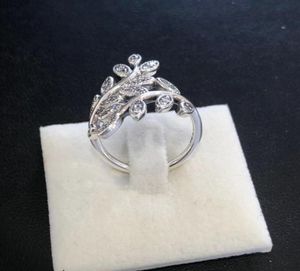 Hurtowy pierścień drzewa z liści cz cz z oryginalnym pudełkiem do prawdziwego 925 srebrnego biżuterii żeńska retro Ring8560781