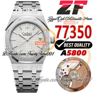 ZF 34 mm 77350 A5800 Automatik-Damenuhr zum 50-jährigen Jubiläum, weißes strukturiertes Zifferblatt, Strichmarkierungen, Edelstahlarmband, Super Edition Damenuhren, trustytime001