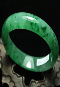 Bracciale rigido in giada verde ghiaccio con smeraldo certificato da 59 mm fatto a mano G045728262