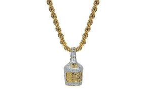 Fashion Wine Bottle Pendant Mens Hiphop Necklace Iced Out 18K Gold Plated Jewelry Bling Cubic Zirconia Summer Jewellery8771013