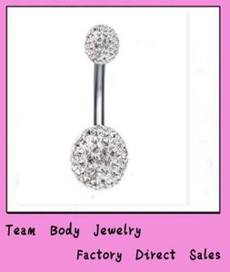 Belly button ring B03 clear color 10pcslot 610mm Shamballa Body Piercing Belly Piercing Can Be Earrings Stainless Steel With Cry8531172