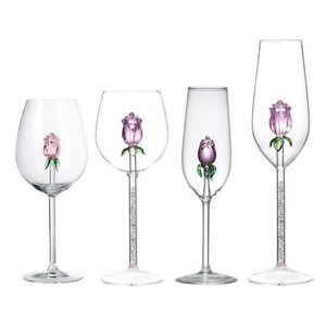Rose Wine Glasses Mugs with Rose Inside Wine Glass Great for Week Gifts for Birthday Wedding Party Christmas Celebration 35ED X070277S