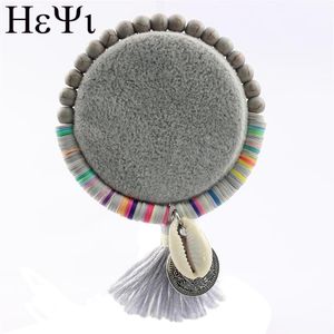 Bangle Fashion Colorful Natural Stone Handmade armband med tofsar Pendant Shell Jewel Girl1281i