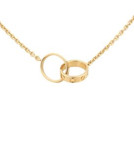 Fashion Designer necklaces with screw diamond double circle Love necklace for girlfriend white gold Rose pendant Stainless Steel p2958523
