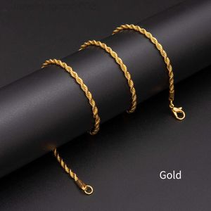 Pengkai Chain Necklace Twist Chain Fashion Iron 24k Gold Color Jewelry Halsband Hiphop 3mm rep halsband kedja män kvinnor flicka