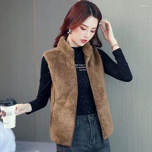 Women's Vests Autumn Winter Women Sleeveless Oversize Tank Coat Parkas Warm Thick Velvet Vest Jacket Lady Stand Collar Loose Short Waistcoat