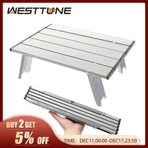 Camp Furniture WESTTUNE Mini Camping Table Ultralight Portable Aluminum Alloy Outdoor Roll Up Folding for Backpacking Picnic BBQ 231212