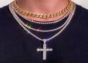 KRKC Custom Cz Tennis Jewelry Choker Zestaw Mężczyźni Kobiety Rhodium Gold Plated Sier Pave Cubic Zirkonia Diamond Tinnis Naszyjnik 272B7570371