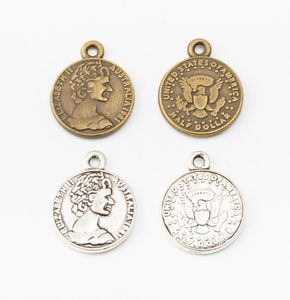 50st 2016mm Vintage Silver Color Bronze Half Dollar Coin Charms Metalhängen för halsband örhänge DIY smycken tillverkning4533125