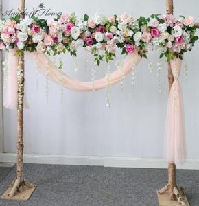 Ghirlande di fiori decorativi Personalizzati Rosa Matrimonio Composizione floreale Arco Angolo artificiale Fiore Vite Finestra Centro commerciale Festa 5240760