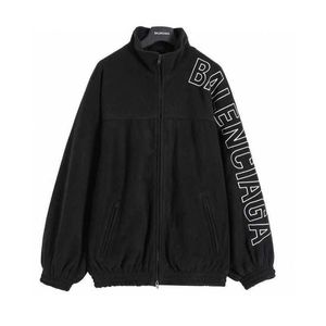 Mens Jacket Balancigss Coat New Paris Blca 23fw Hollowed Out Letter Embroidery Fleece Cotton for Couples